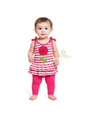 Good Lad 2-Pc Baby Girl Set Flounce Sleeveless Dress & Leggings Pink Size 12M